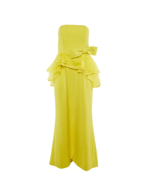Paule Ka bow asymmetric frill maxi dress