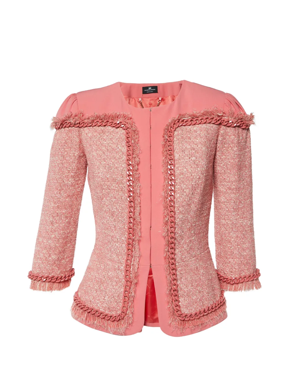 Elisabetta Franchi tweed crepe chain-detail jacket - Rosa
