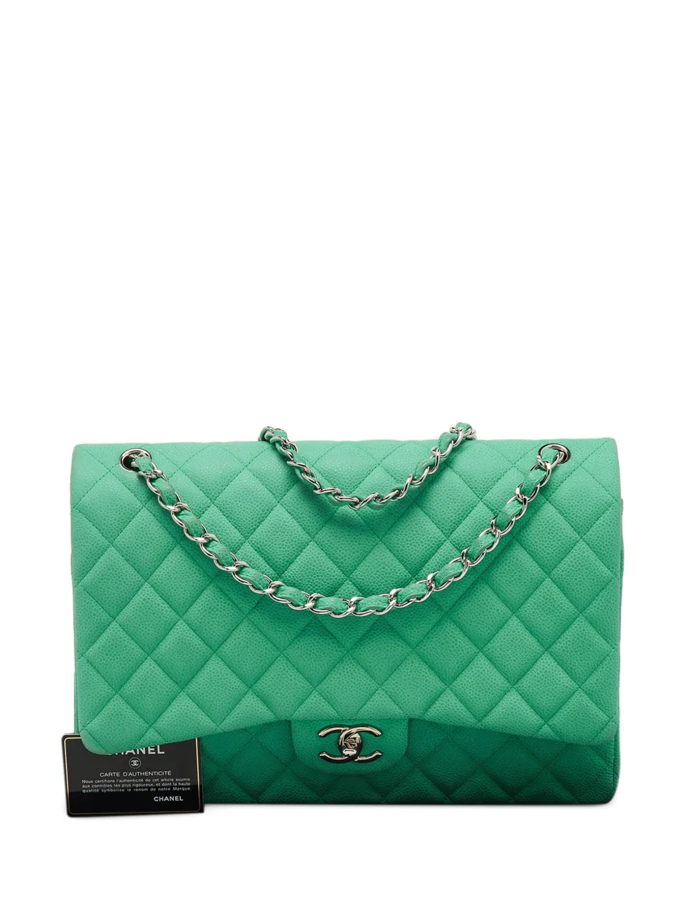 CHANEL Pre-Owned Borsa a spalla Classic Flap maxi con battente 2013-2014 - Verde