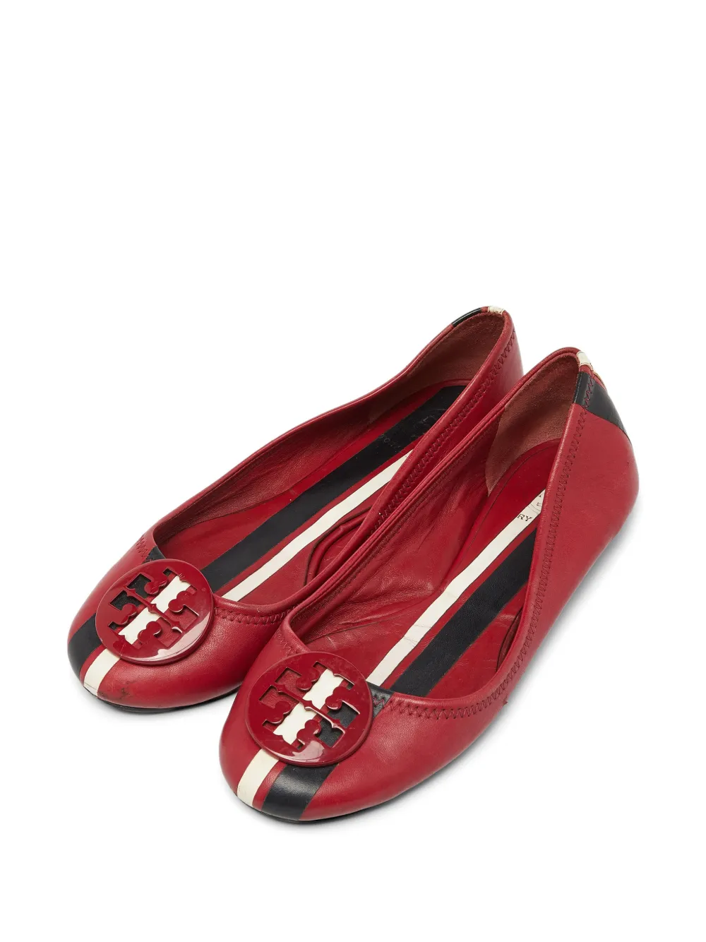 Tory Burch logo-plaque ballet flats - Rot