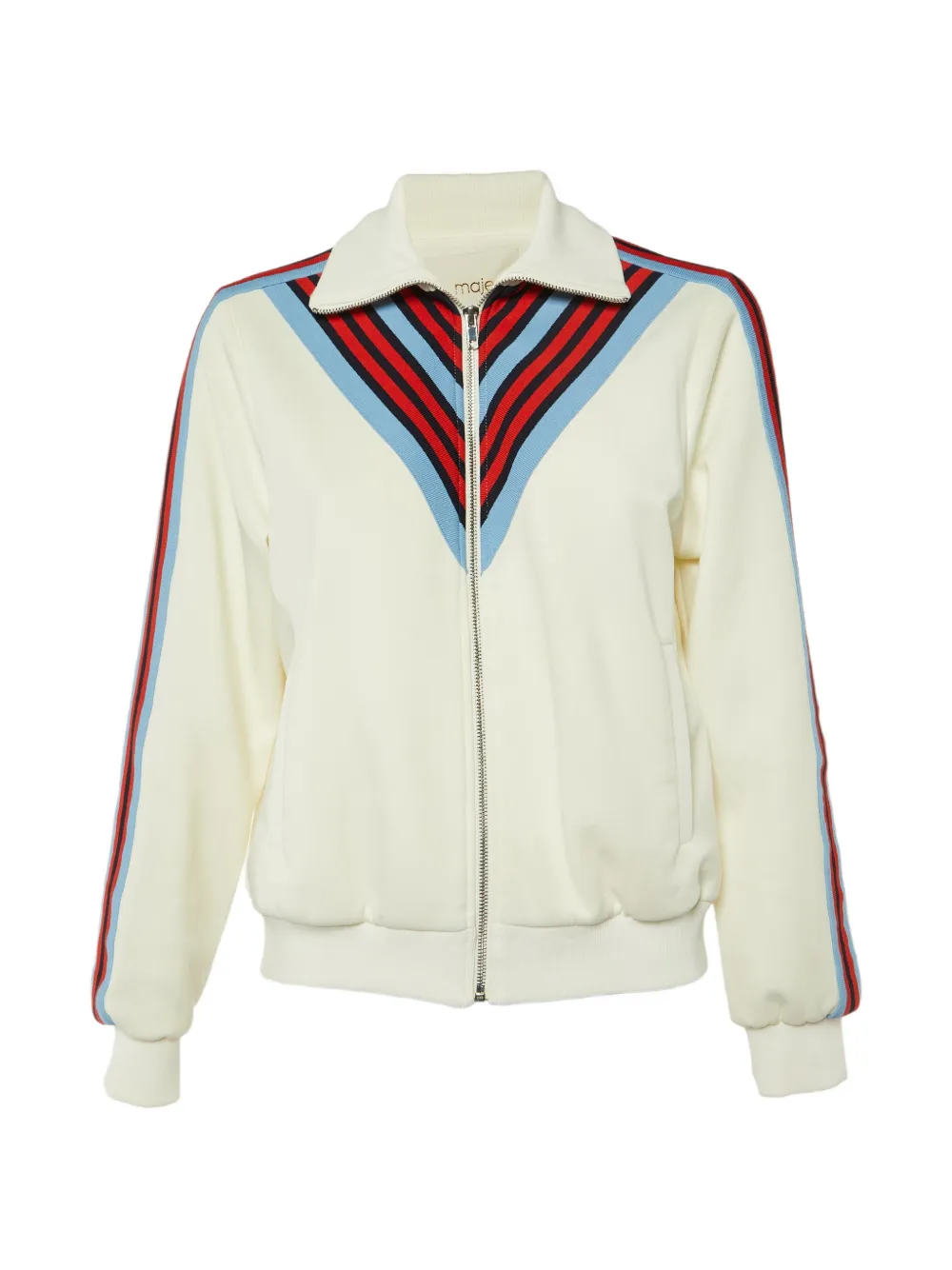 Maje Manela striped-trim jacket - Bianco