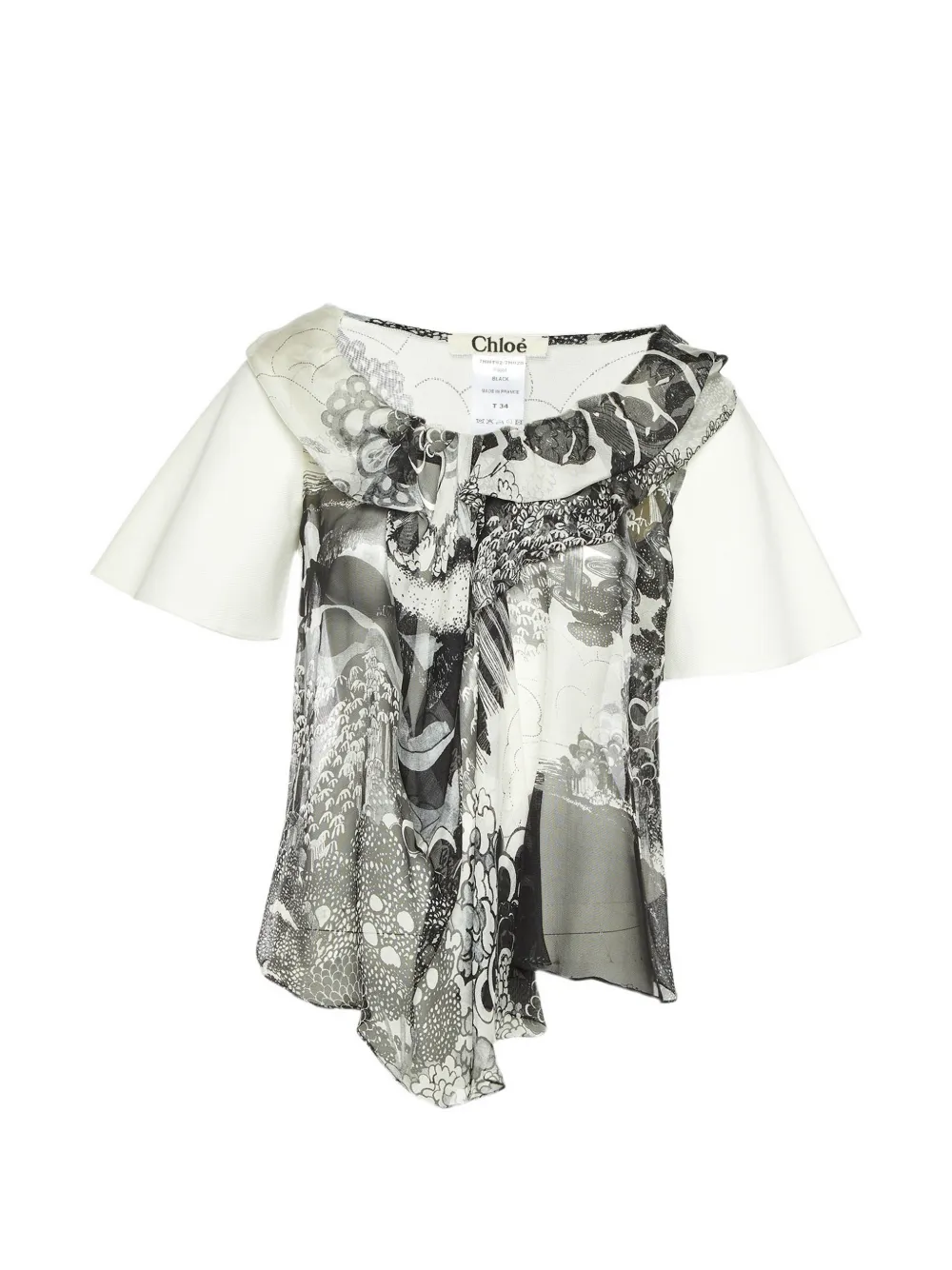 Chloé Pre-Owned monochrome-print paneled blouse - Bianco