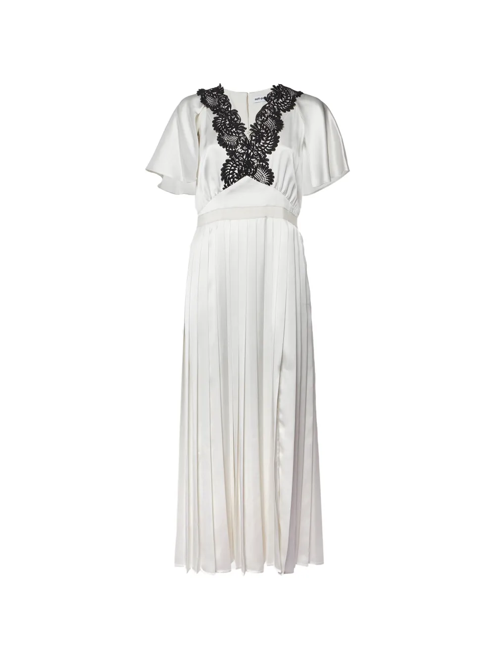 Self-Portrait lace-trim maxi dress - Bianco