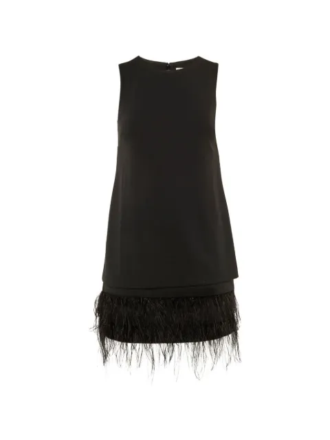 Calvin Klein Vintage feather-trim crepe dress