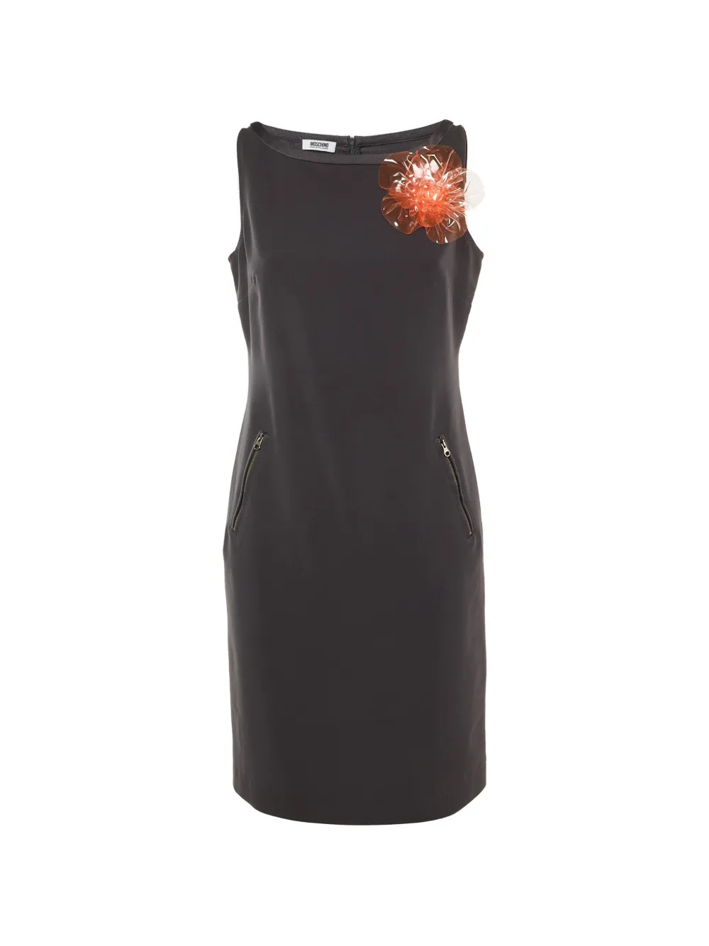 Moschino Cheap & Chic flower-brooch crepe mini dress - Nero