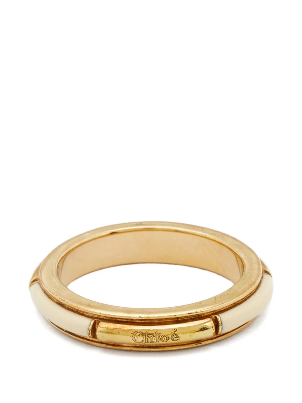 Chloé Pre-Owned engraved-logo band ring - Oro