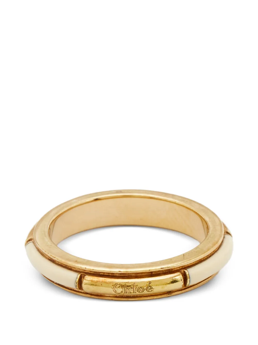 Chloé Pre-Owned engraved-logo band ring - Oro