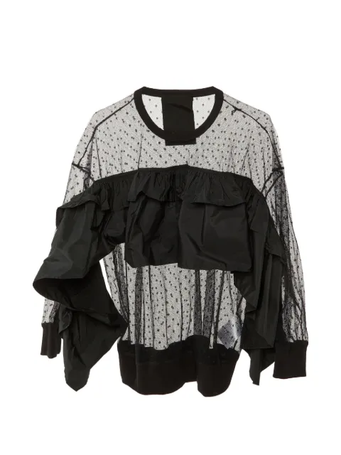 Red Valentino Vintage pointelle tulle ruffled top