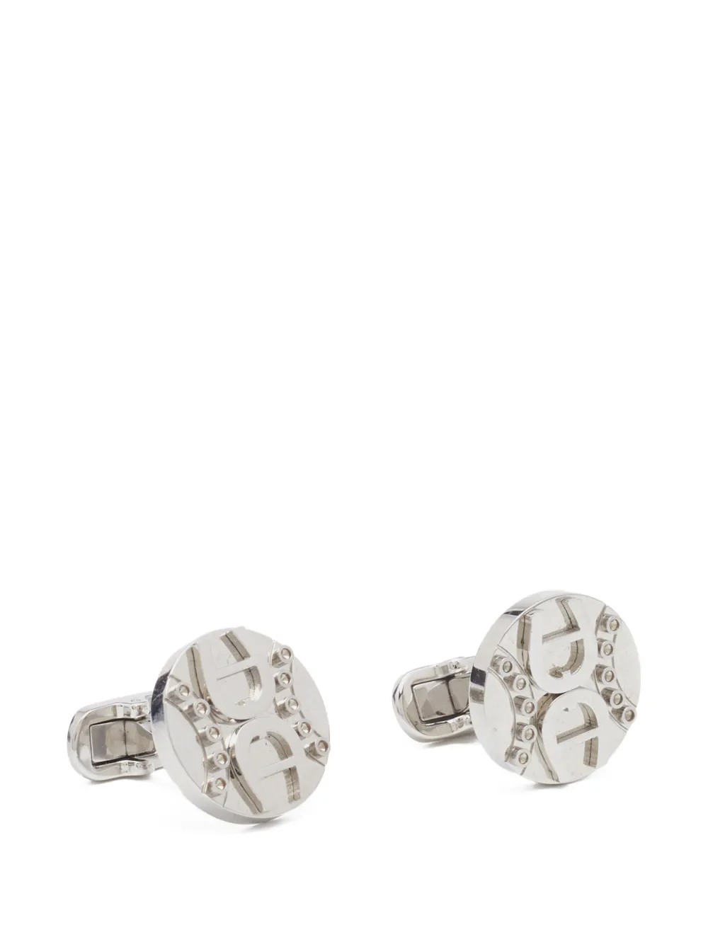 Aigner Kids round logo cufflinks - Argento