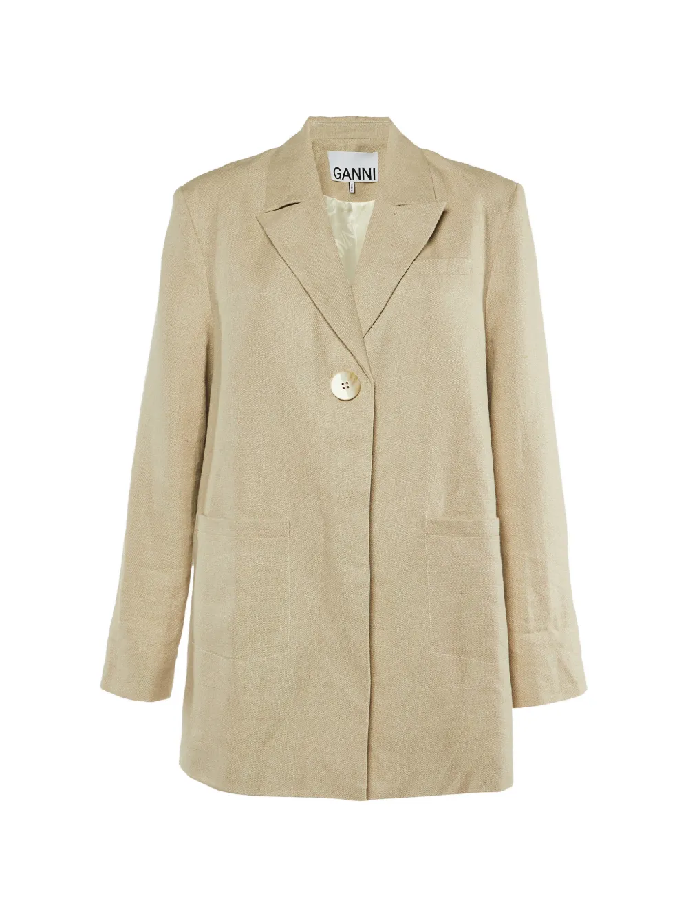 Pre-owned Ganni Oversized Button-front Jacket In Neutral