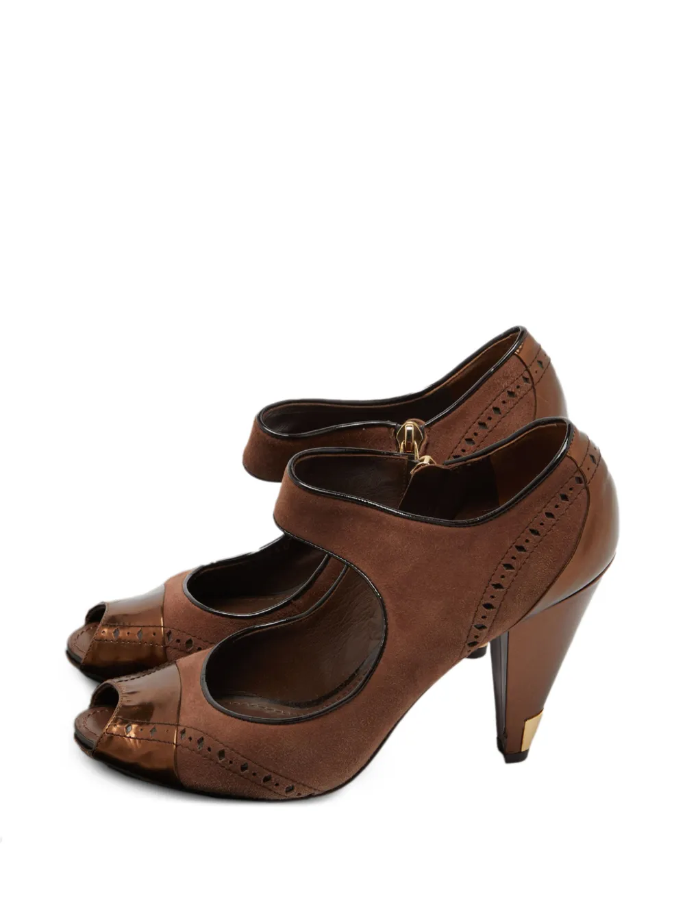 Louis Vuitton Pre-Owned peep-toe brogue sandals - Marrone