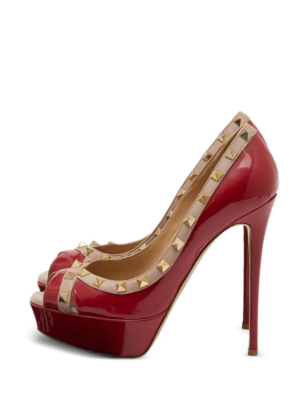 Valentino Garavani Pre-Owned rockstud peep toe platform pumps - Rot