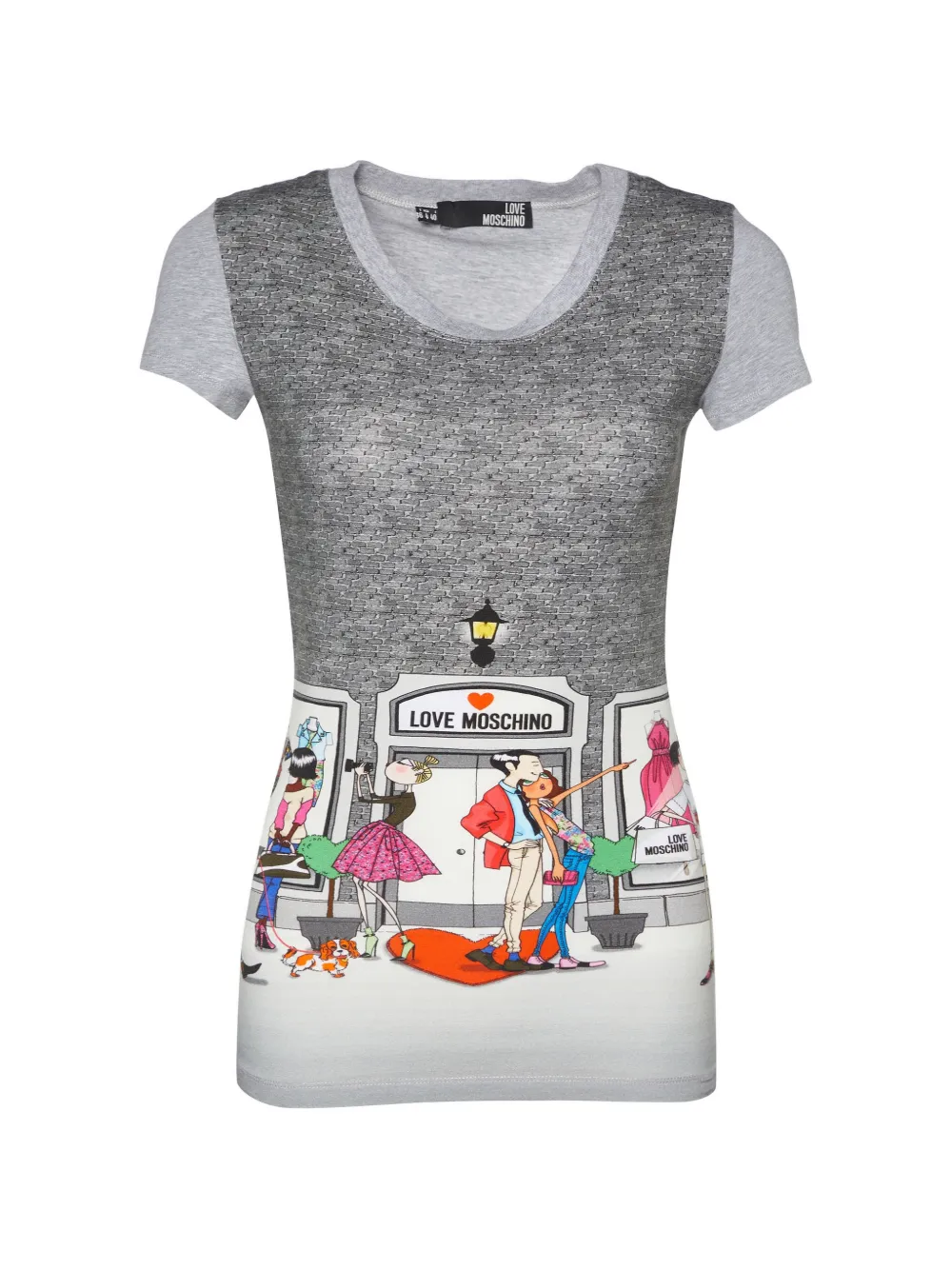 Love Moschino printed knit T-shirt - Grigio