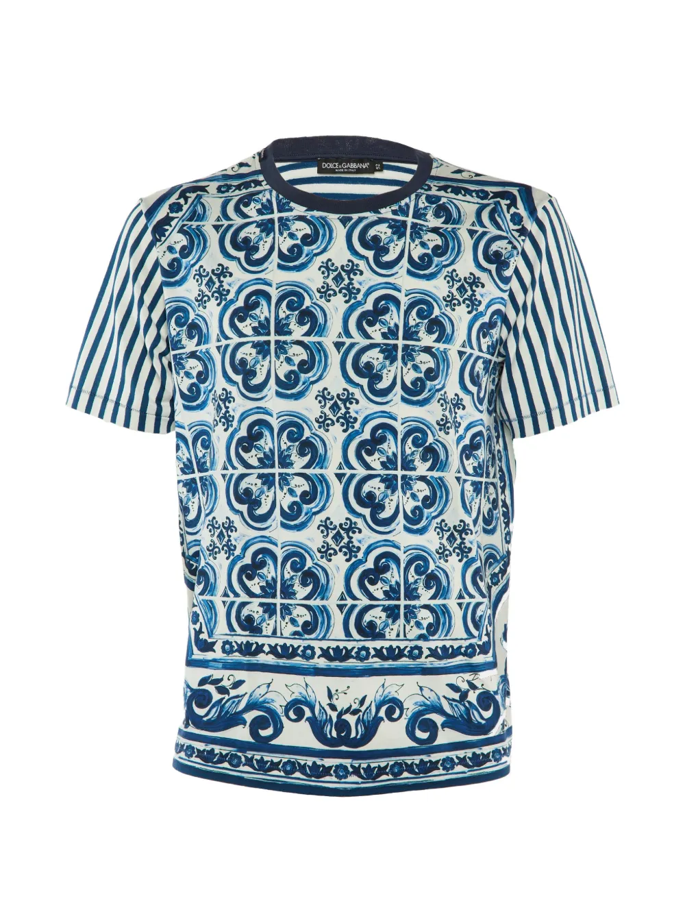 Dolce & Gabbana Pre-Owned Majolica-print cotton crew-neck T-shirt - Bianco