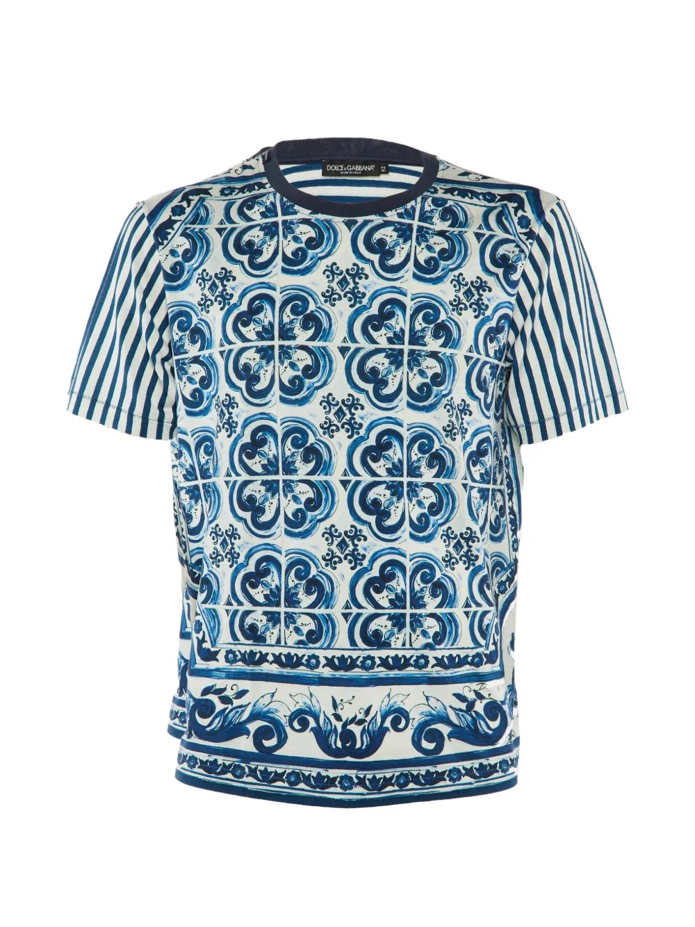 Dolce & Gabbana Pre-Owned Majolica-print cotton crew-neck T-shirt - Weiß