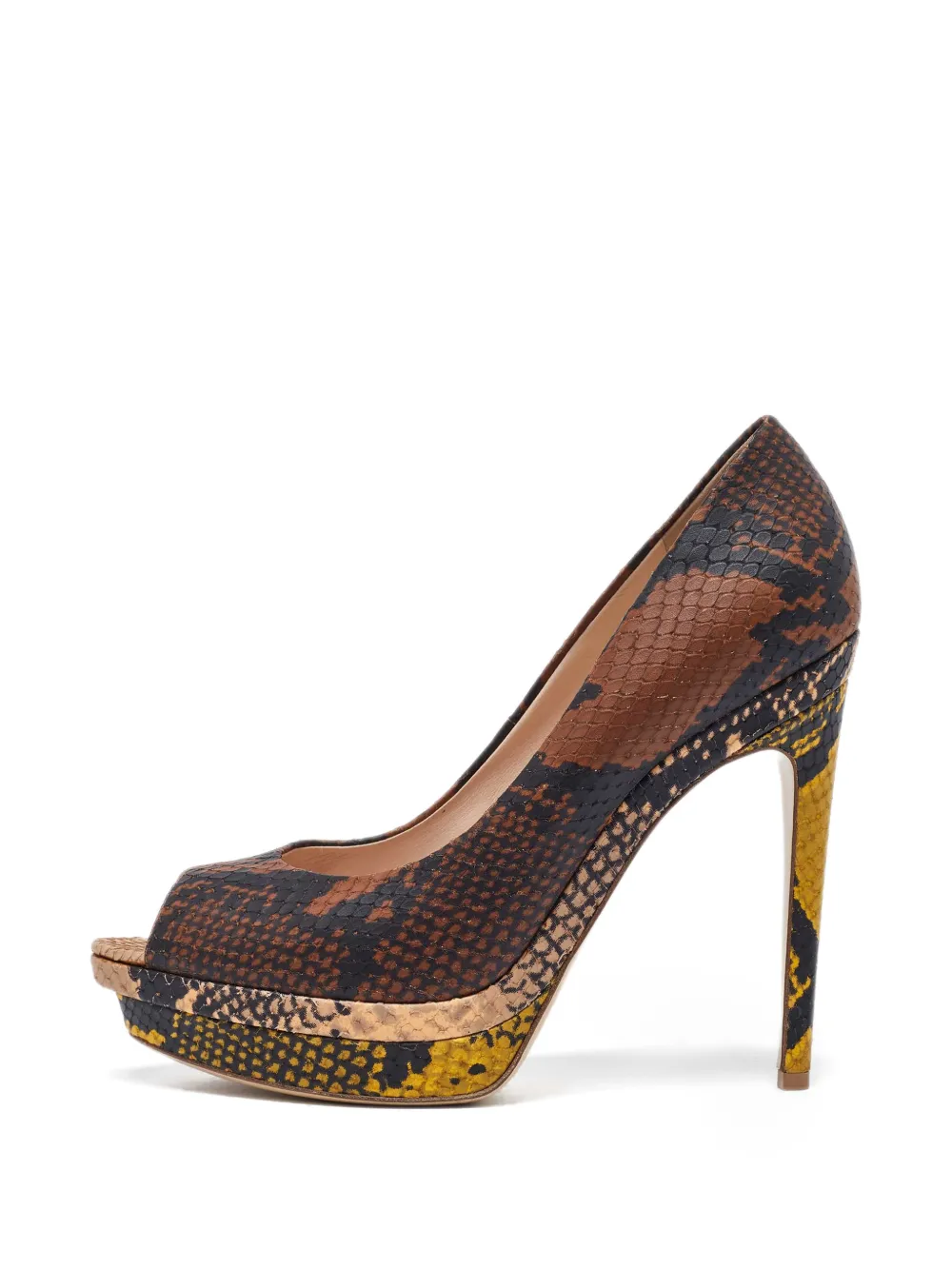 CHANEL Pre-Owned snakeskin-embossed platform pumps - Braun
