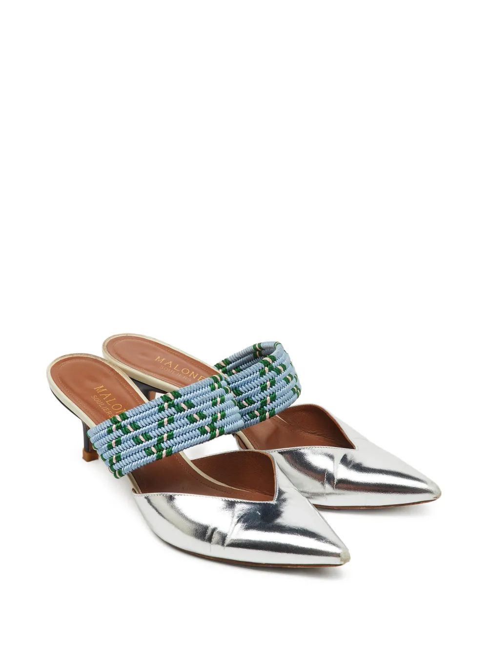 Malone Souliers Maisie braided-strap mules - Argento