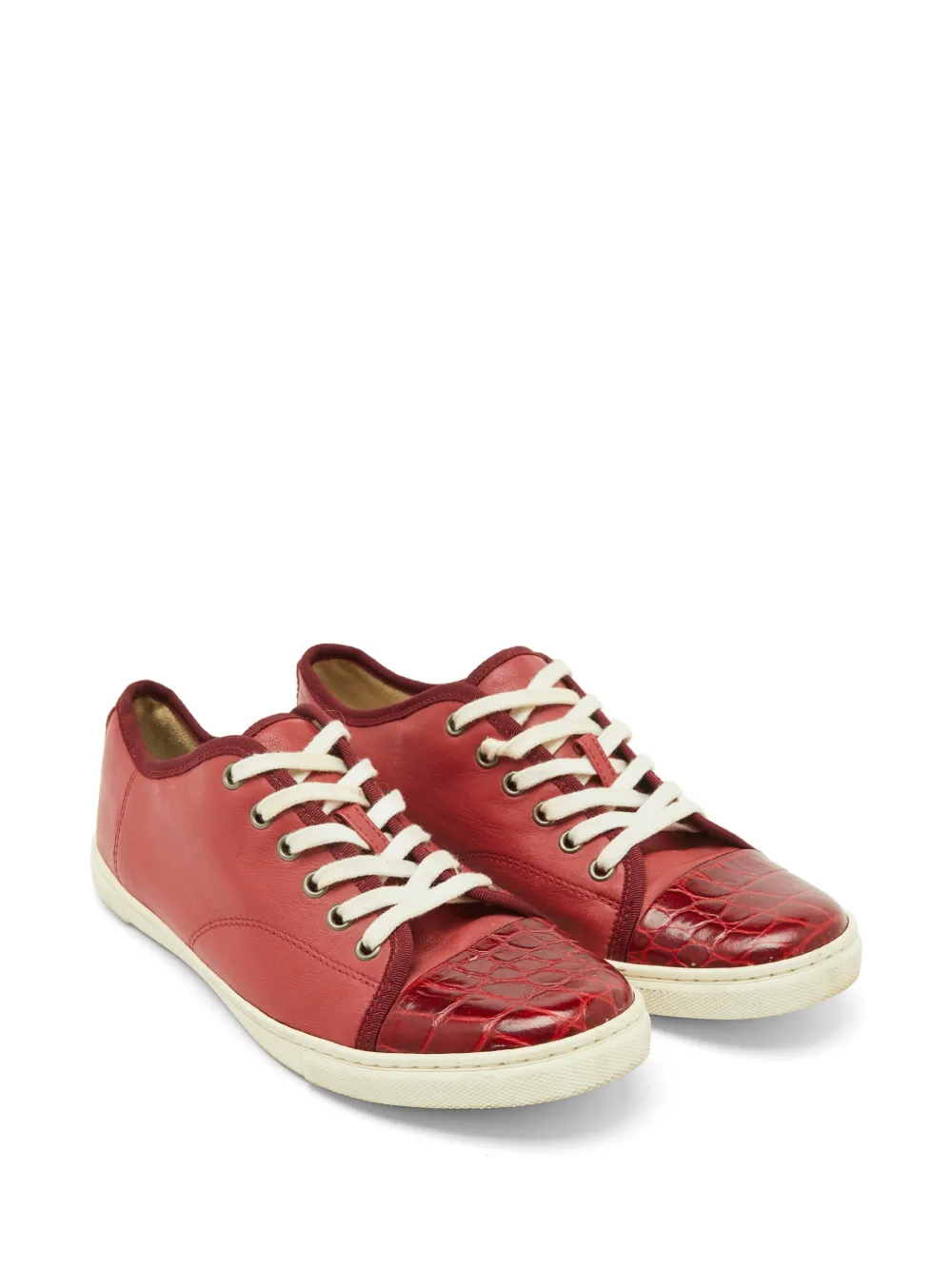 Lanvin Pre-Owned croc-embossed leather sneakers - Rosso