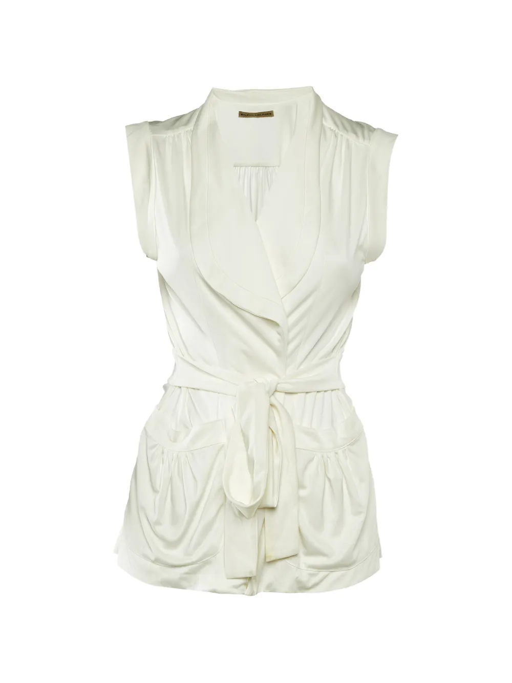 Balenciaga Pre-Owned Balenciaga Off-White Jersey Wrap Top - Nude