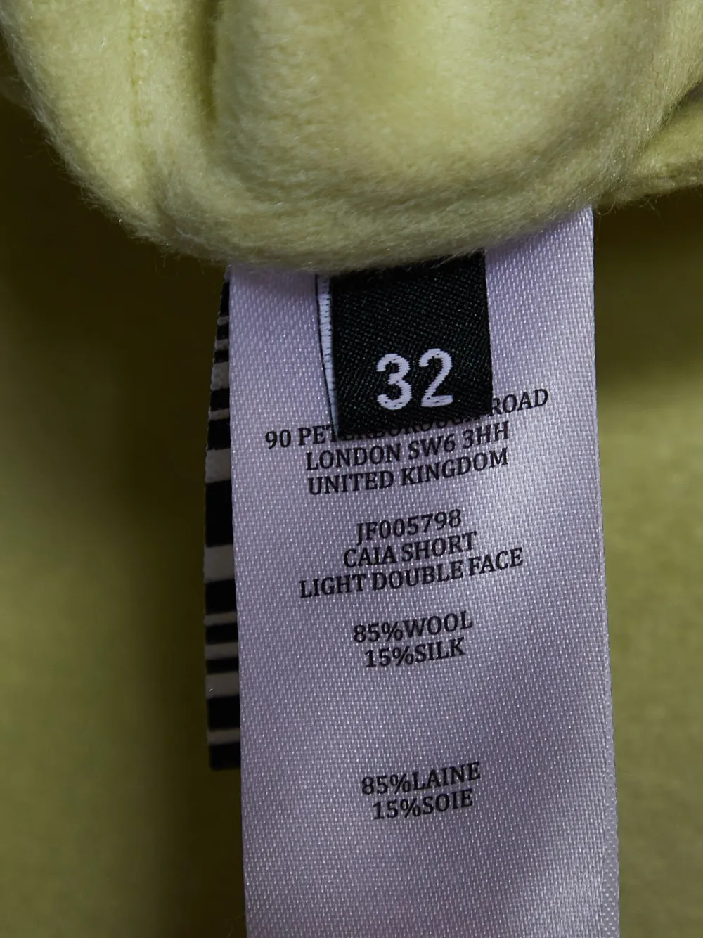 JOSEPH Lime Yellow Wool & Silk Caia Short Coat XS Groen
