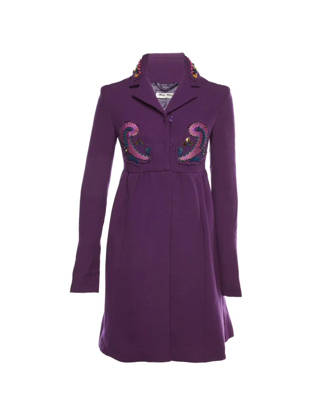 Miu Miu Pre-Owned embellished long-sleeve coat - Purple