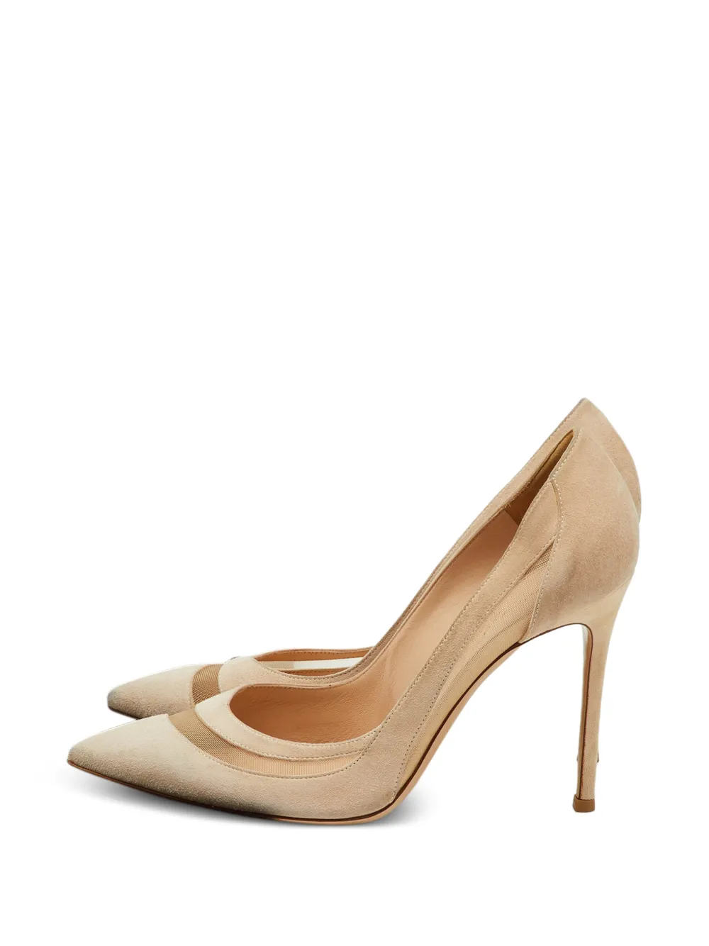 Gianvito Rossi suede mesh pumps - Nude