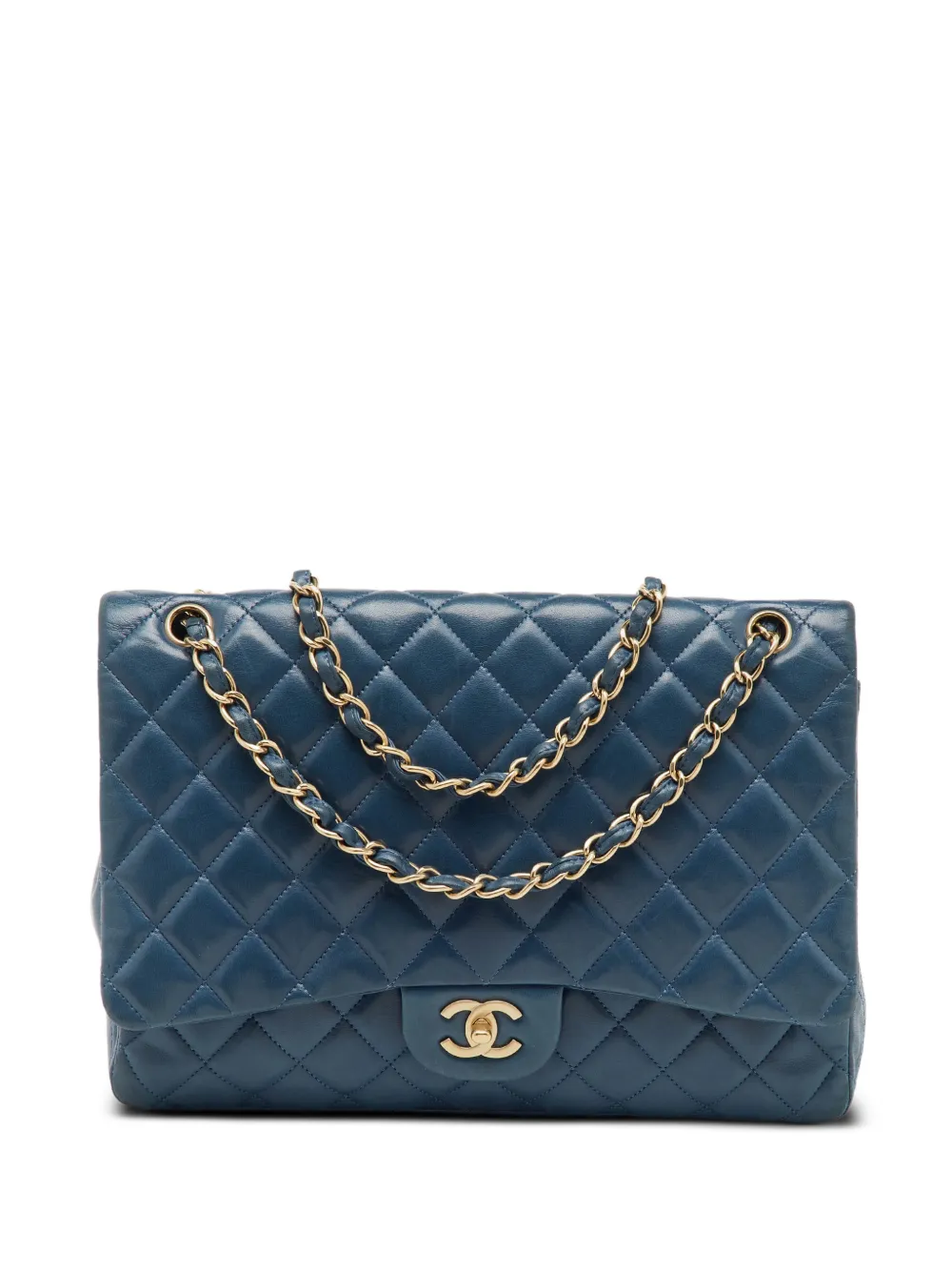 CHANEL Pre-Owned 2009-2010 large Classic diamond-quilted shoulder bag - Blu