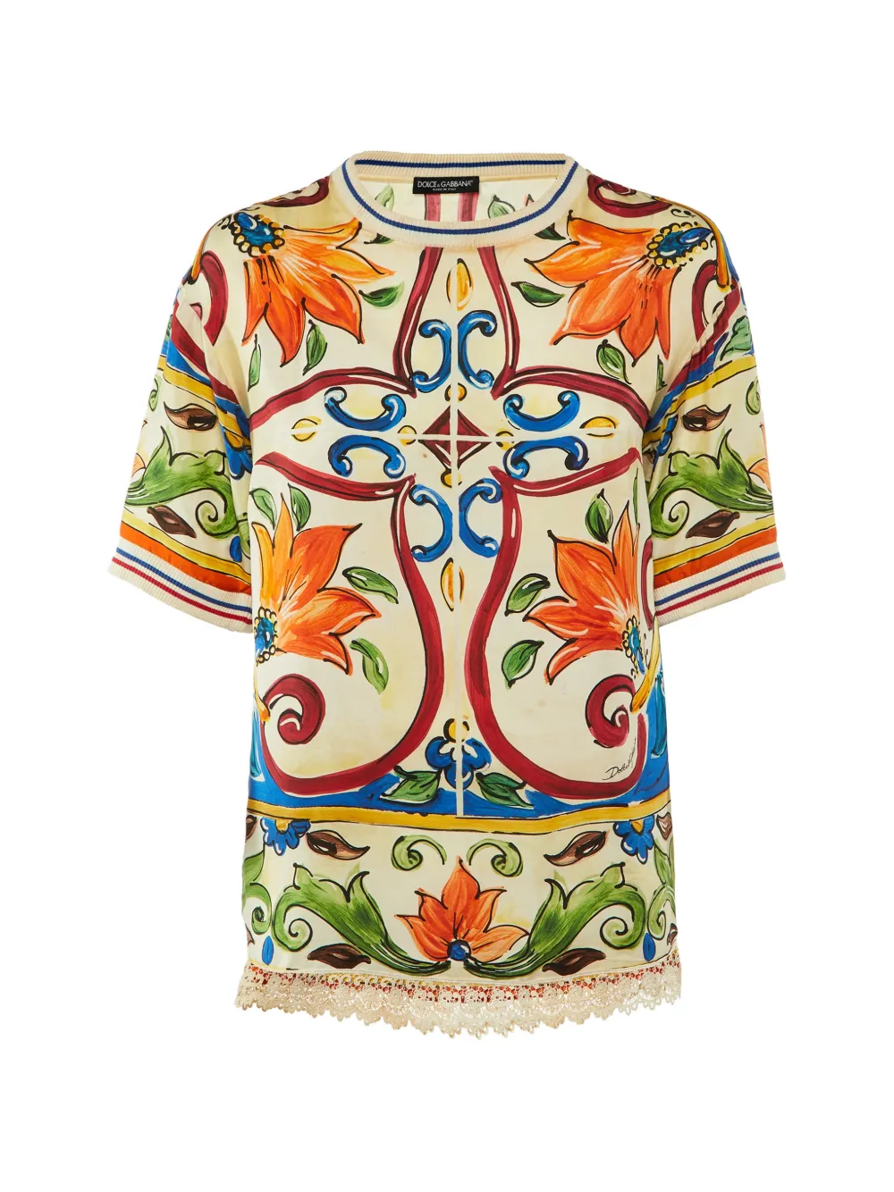 Dolce & Gabbana Pre-Owned Majolica-print T-shirt - Toni neutri
