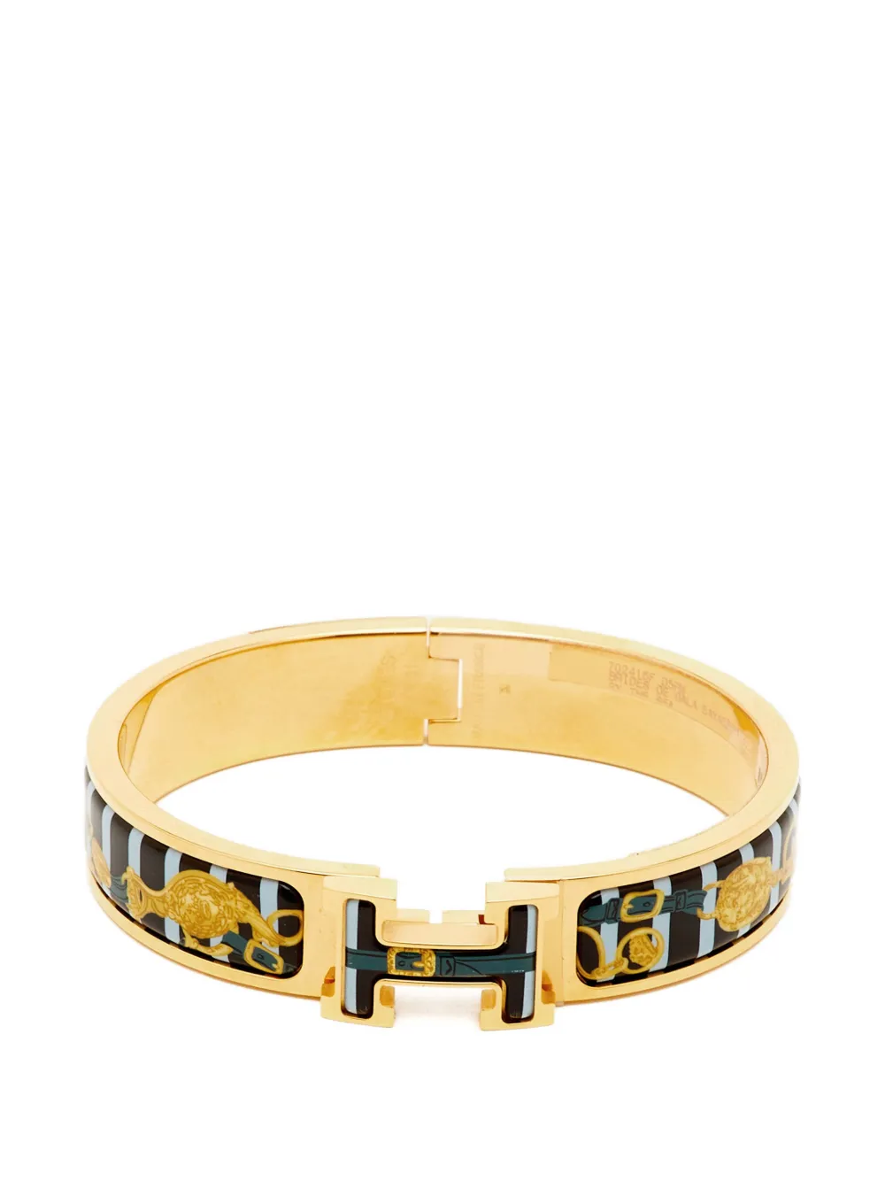 Pre-owned Hermes Clic H Brides De Gala Bayadère Enamel Bracelet In Gold