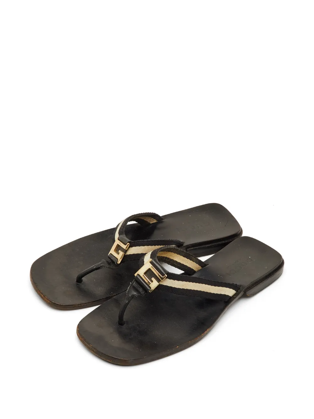 Gucci Pre-Owned Web Tape logo sandals - Black