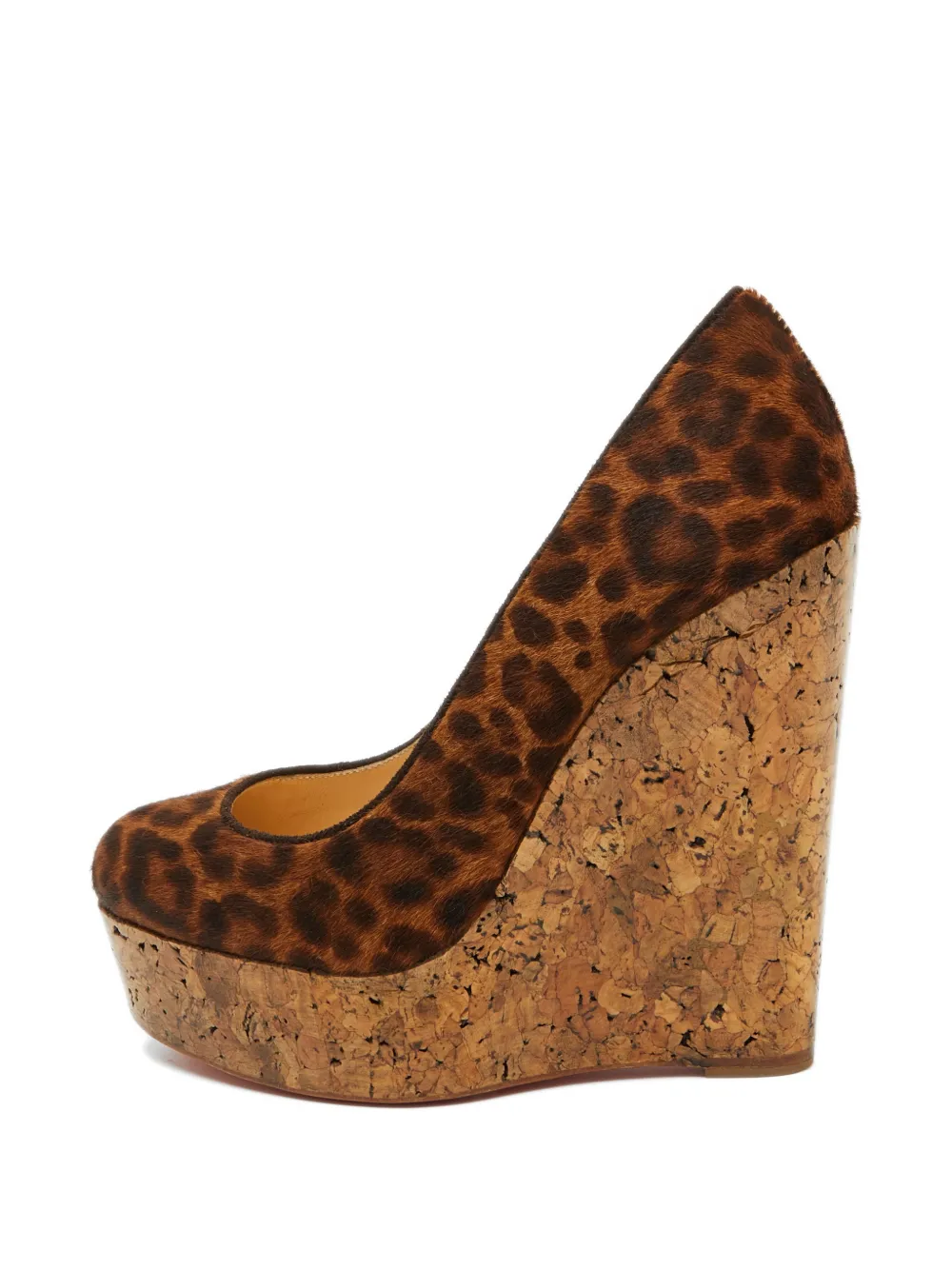 Christian Louboutin Pre-Owned leopard-print cork-wedge pumps - Braun