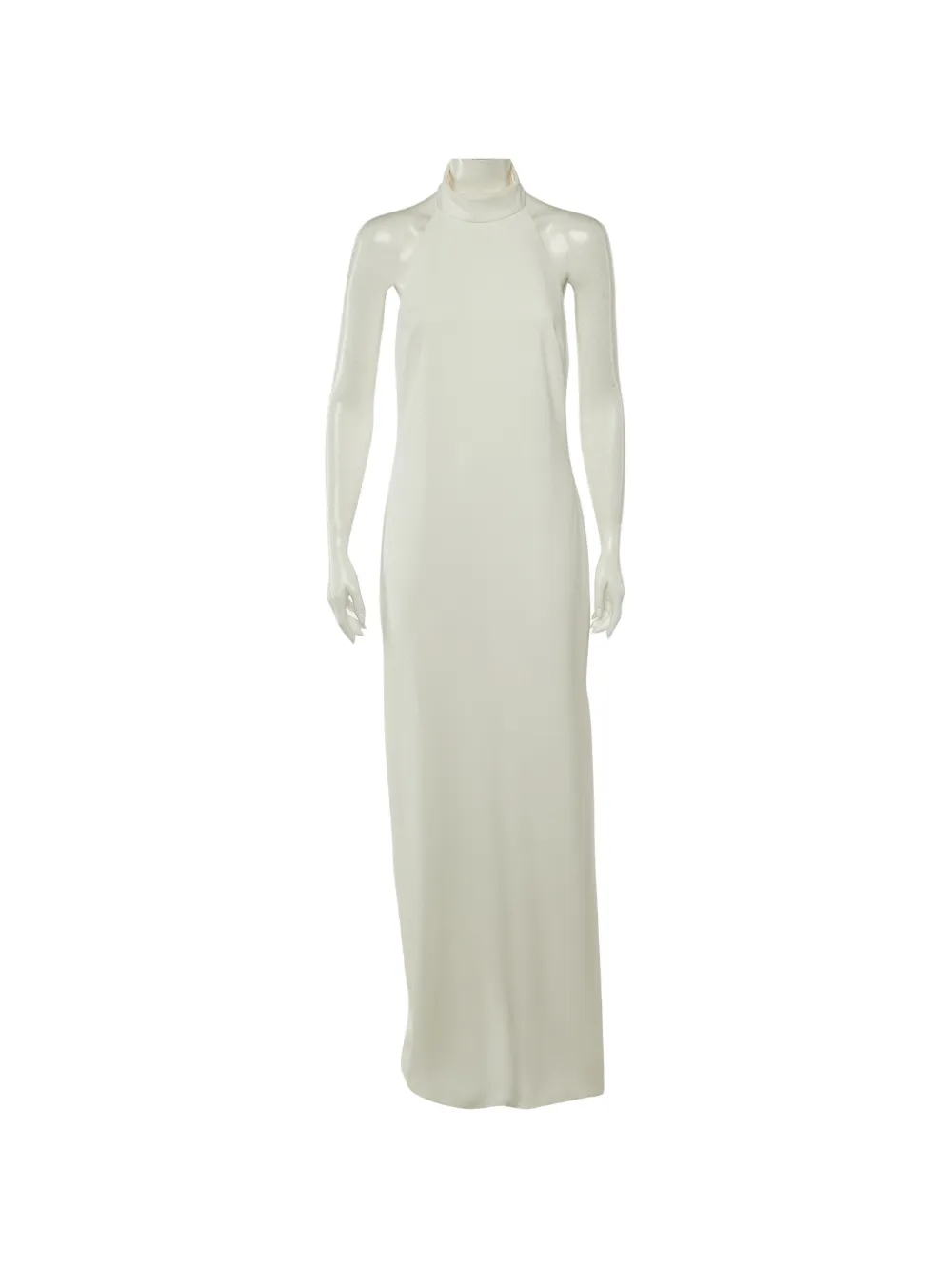 Badgley Mischka halter neck crepe long dress - Bianco