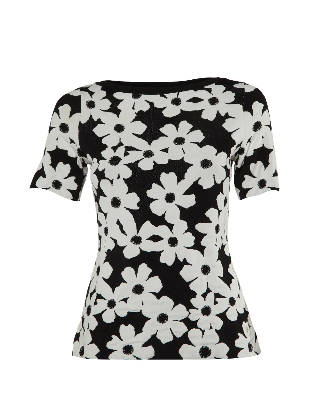 Carolina Herrera Vintage t-shirt à fleurs en jacquard - Noir Carolina Herrera Vintage t-shirt à fleurs en jacquard - Noir