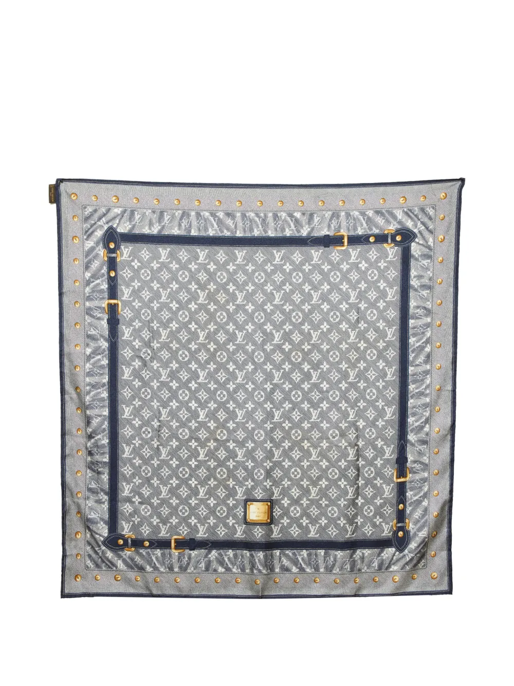 Pre-owned Louis Vuitton Monogram Silk Scarf In Blue