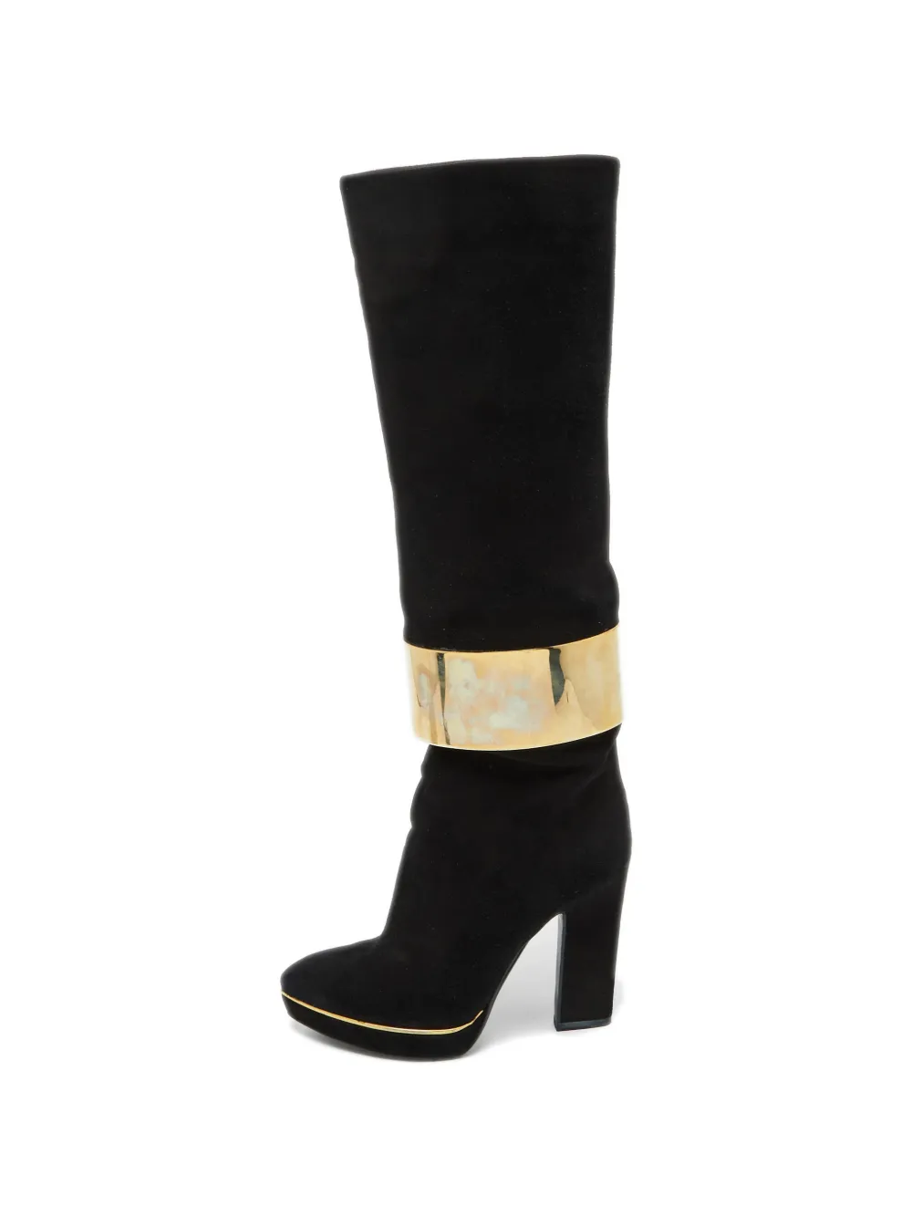 Sergio Rossi Vintage metal-cuff suede boots - Schwarz