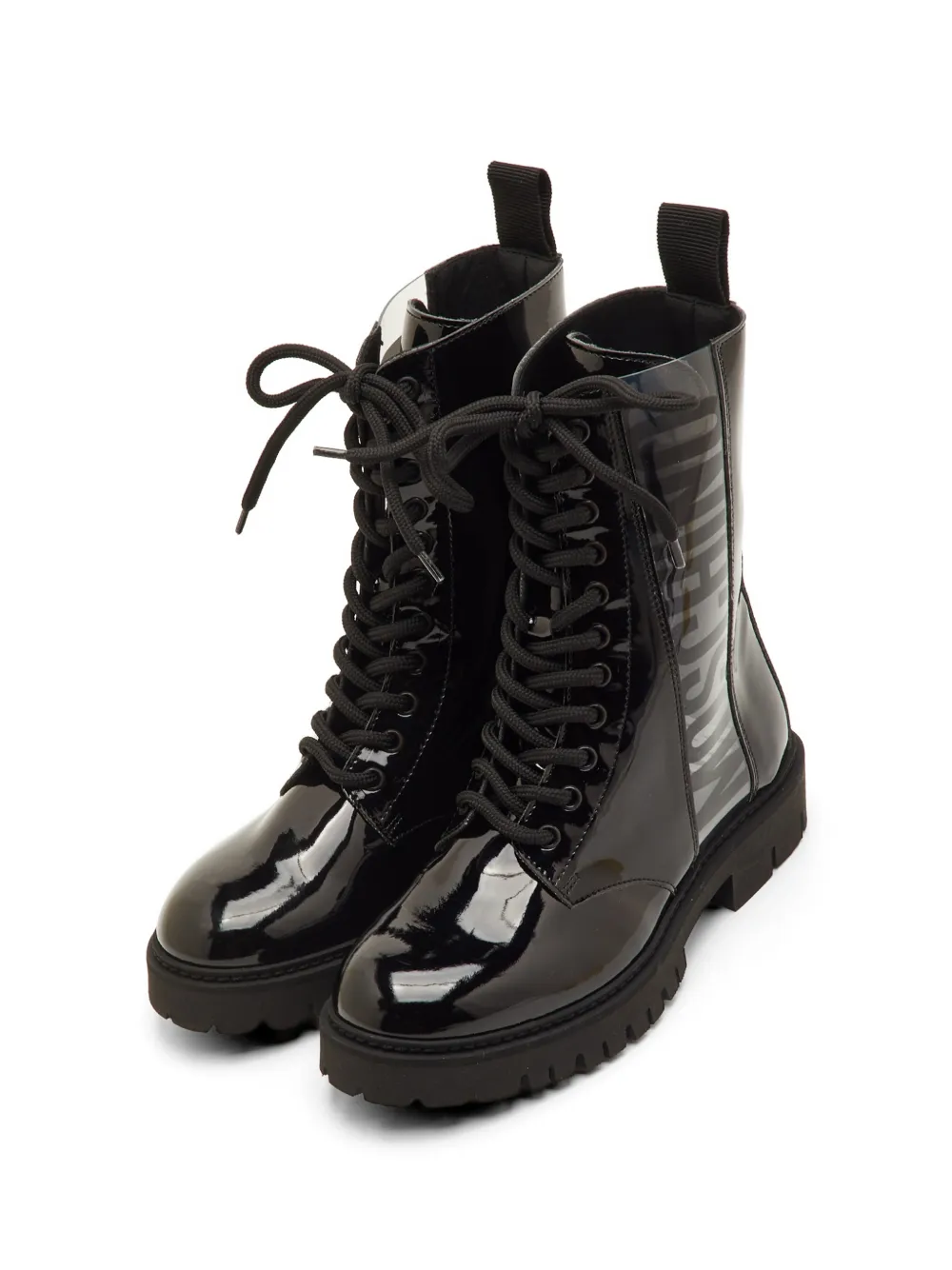 Moschino Pre-Owned logo-insert lace-up boots - Schwarz