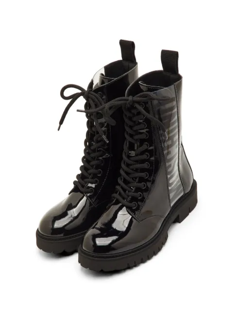 Moschino Pre-Owned logo-insert lace-up boots