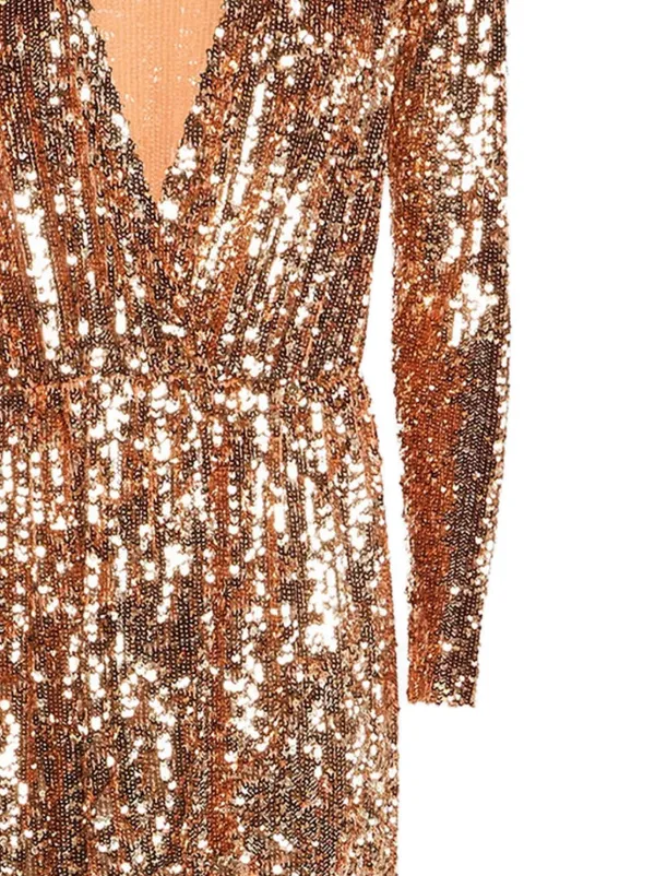 gold sequin maxi dress long sleeve Elisabetta Franchi sequin-embellished | Mermaid