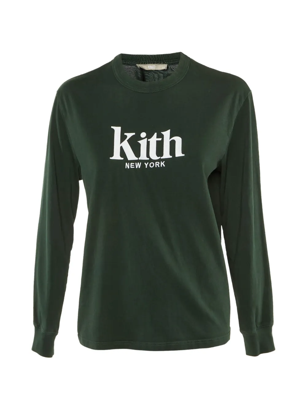 KITH Kith Dark Green Logo Embroidered Cotton Long Sleeve T-Shirt XS - Verde