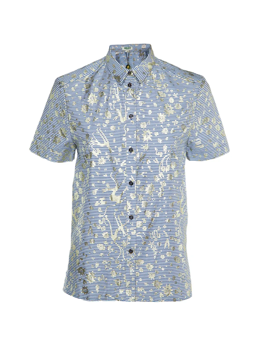 Kenzo Pre-Owned metallic-print striped shirt - Blu