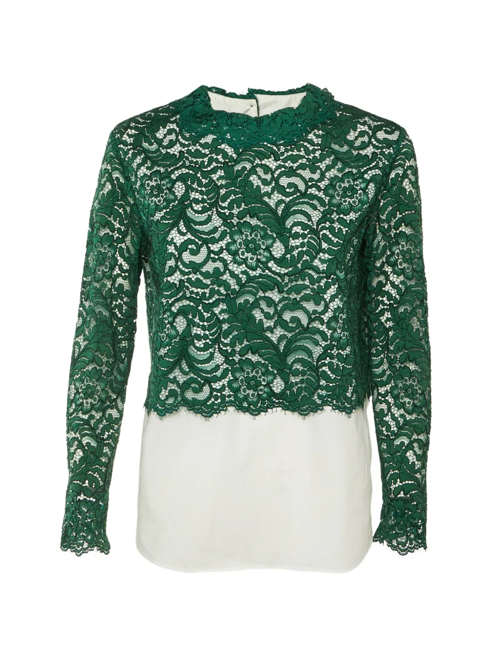 SANDRO Malia lace overlay top - Verde