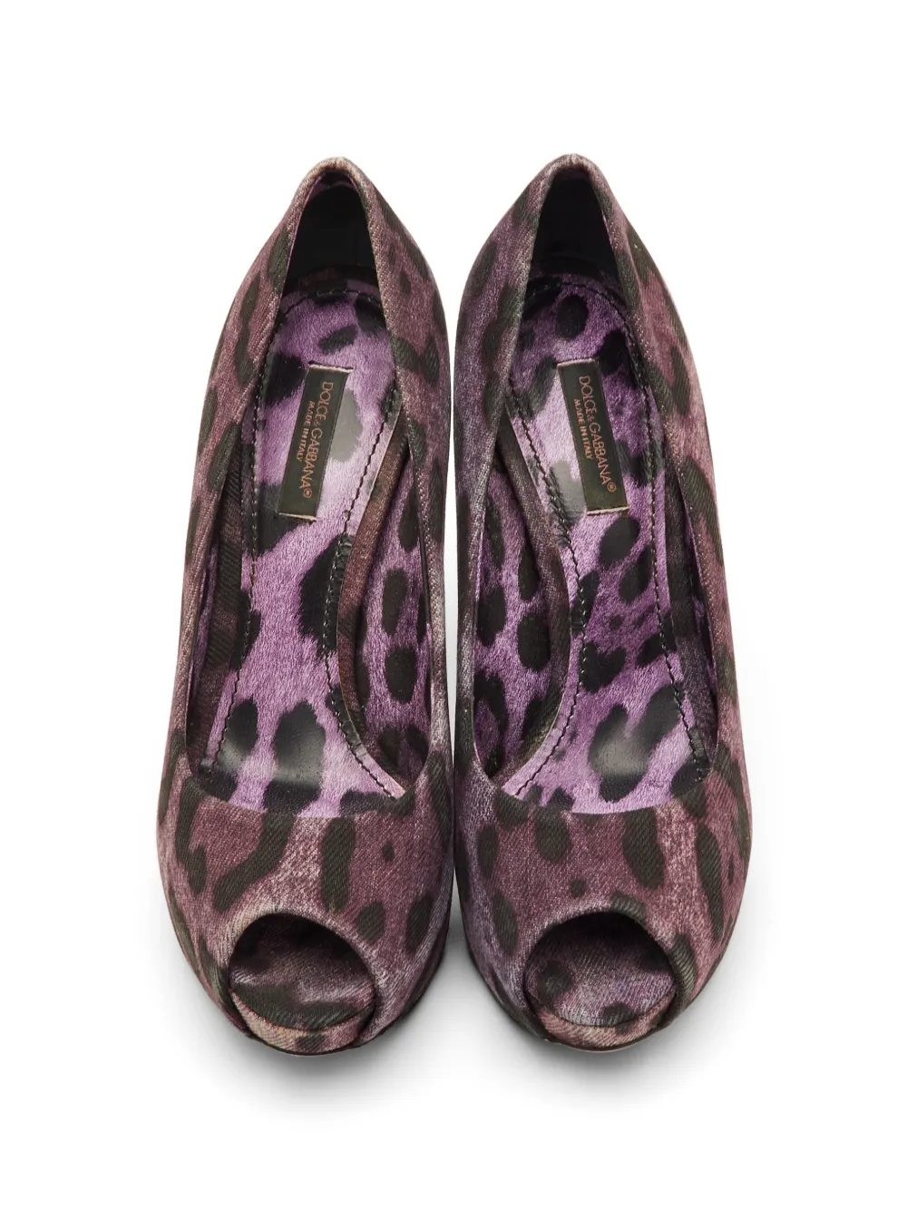 Dolce & Gabbana Pre-Owned leopard-print peep-toe platform pumps - Violett