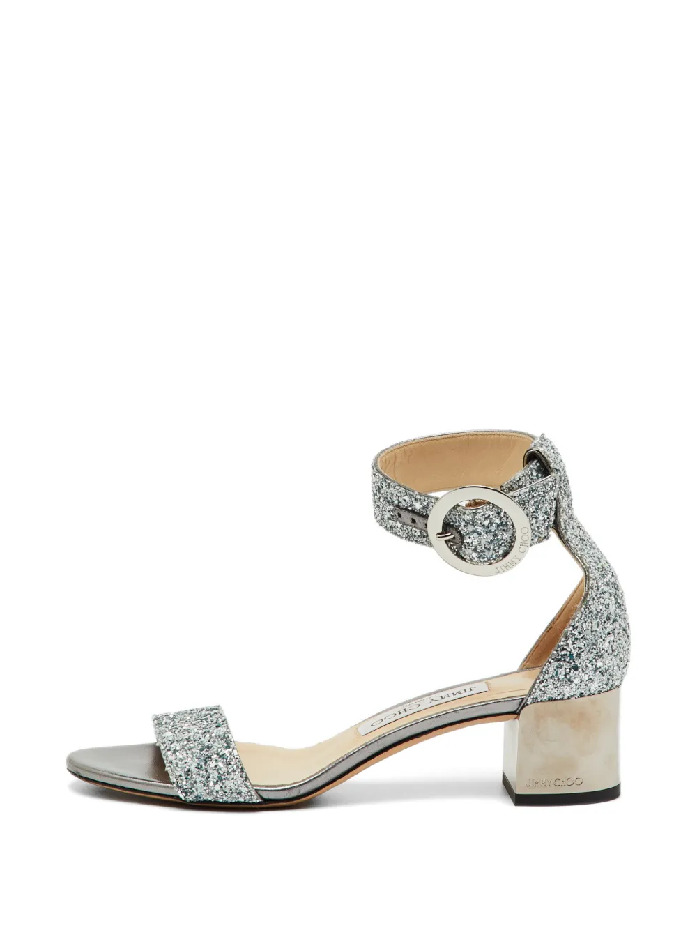 Jimmy Choo Pre-Owned Glitter ankle-strap sandals - Silber