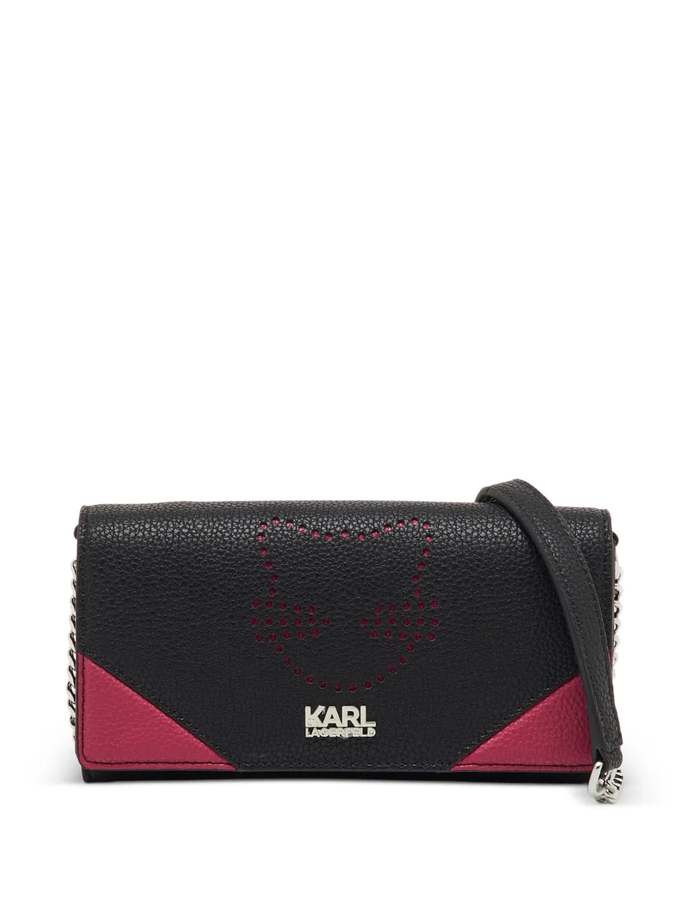 Karl Lagerfeld medium cat-detail wallet-on-strap - Schwarz