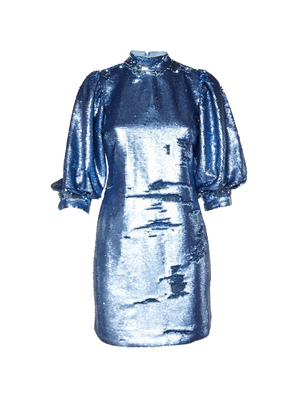 Pre-owned Ganni Sequin-embellished Midi Dress In Blue