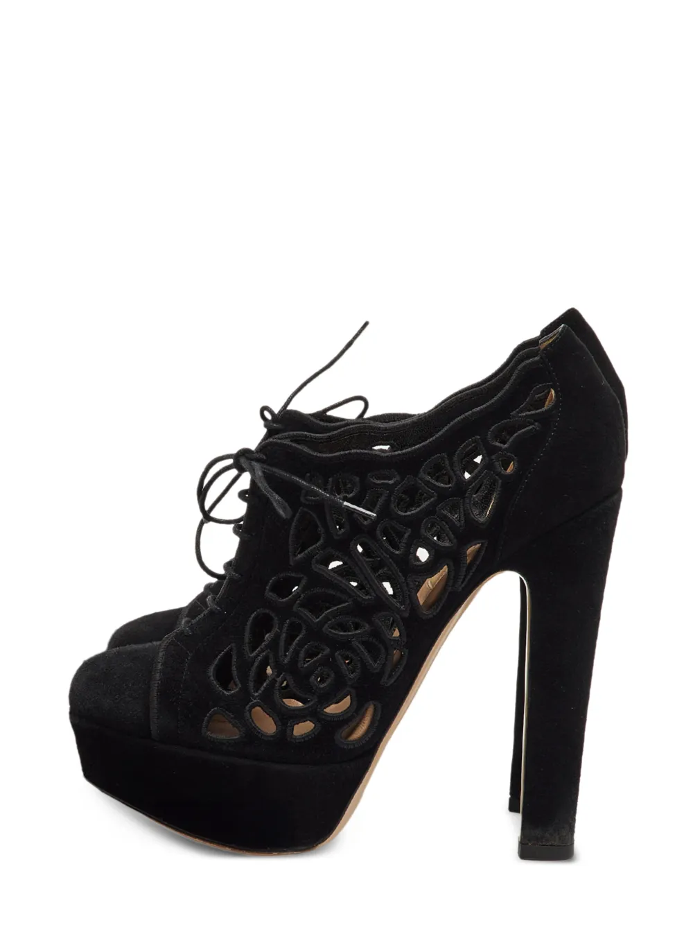 Valentino Garavani Pre-Owned cut-out lace-up ankle boots - Schwarz