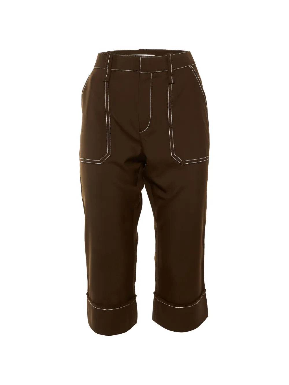 Chloé Pre-Owned contrast-stitch cropped trousers - Marrone