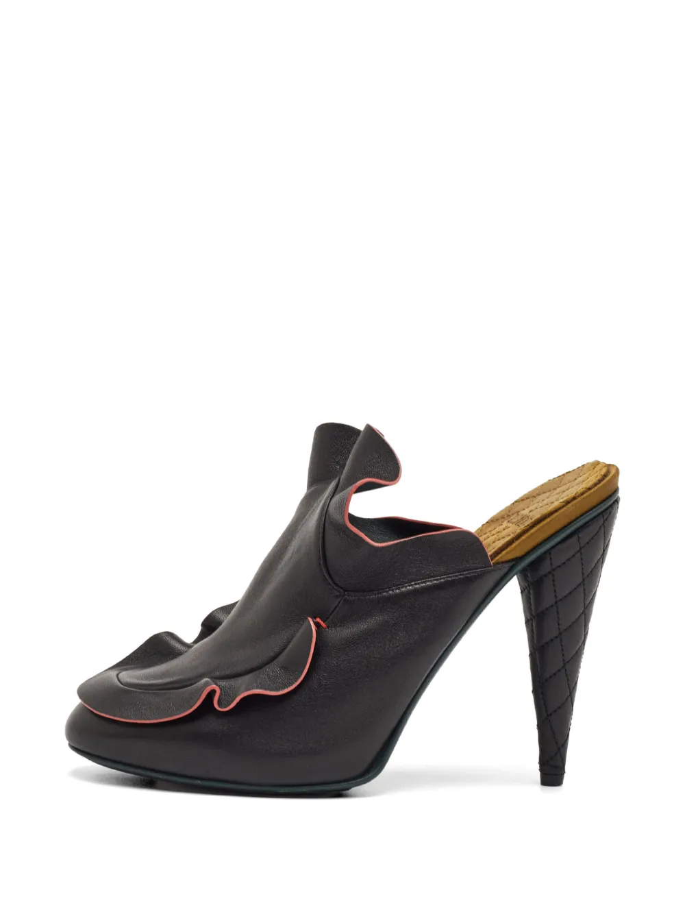 Fendi Pre-Owned Waves ruffle platform mules - Schwarz