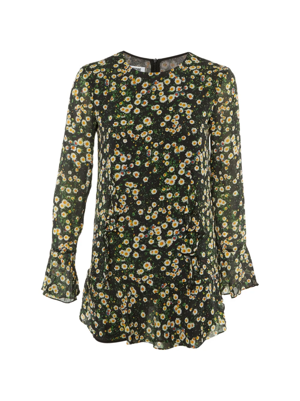 Moschino Cheap & Chic floral-print flounced-hem dress - Nero