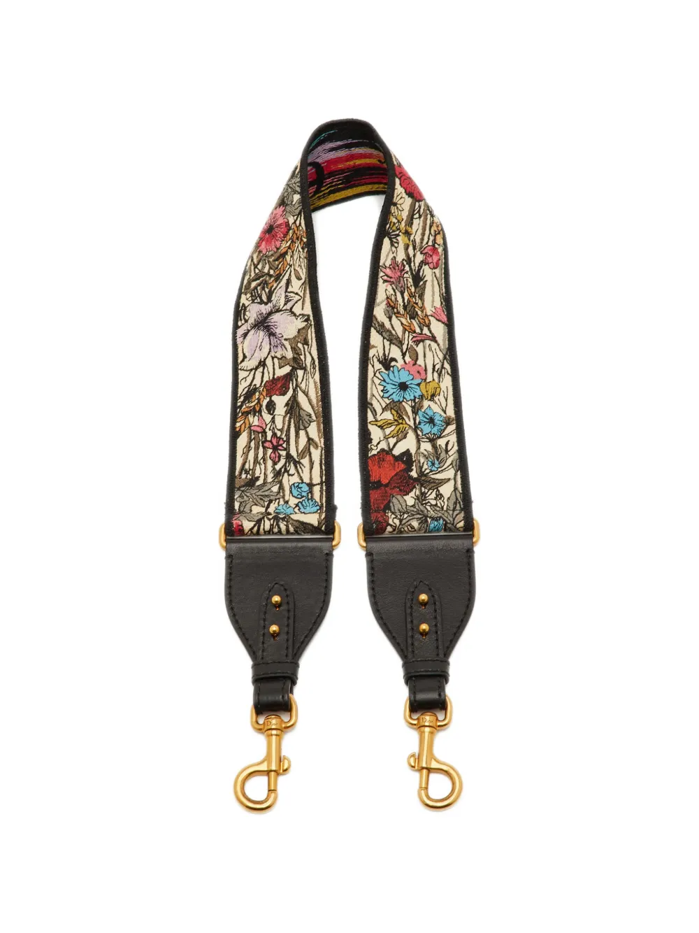 Pre-owned Dior Floral-embroidered Shoulder Strap In Neutral